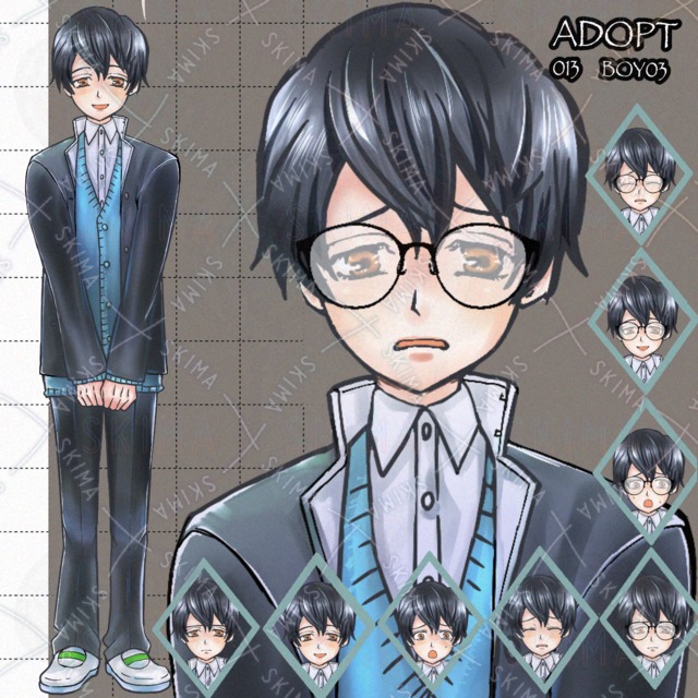 気弱系の地味めメガネ男子ADOPT｜メガネOFF有 【表情差分4種】