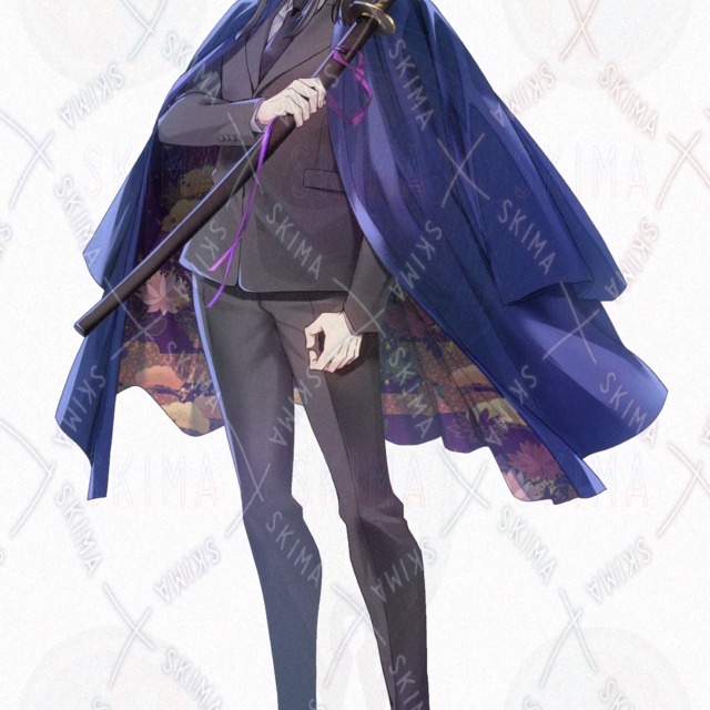 ポニテ羽織スーツの男性 表情5種の商品画像4枚目