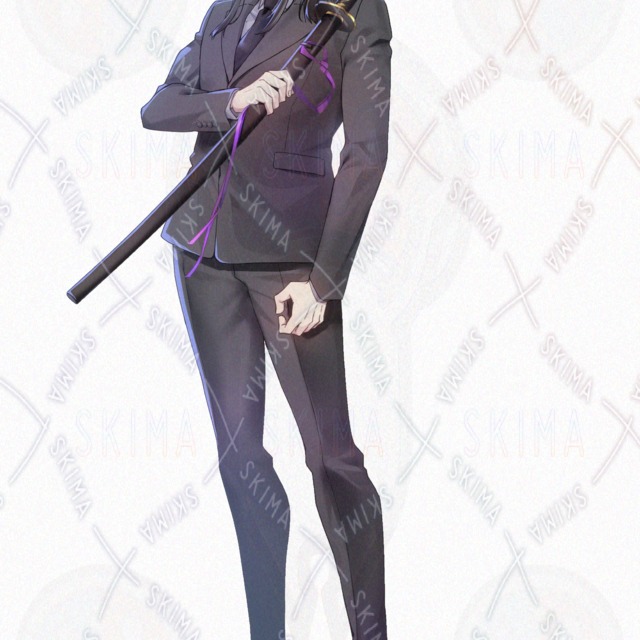 ポニテ羽織スーツの男性 表情5種の商品画像11枚目