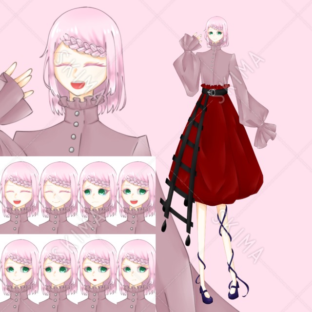 女の子全身立ち絵 表情差分8種