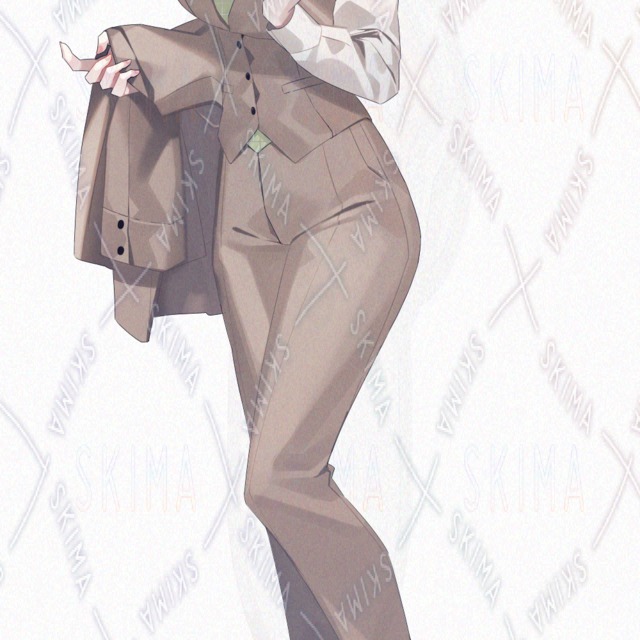 Image 7 of 9-Expression Woman in Suit—Slanted Eyes & Freckles