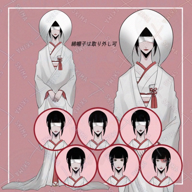 【白無垢&times;目隠し包帯】女性の立ち絵