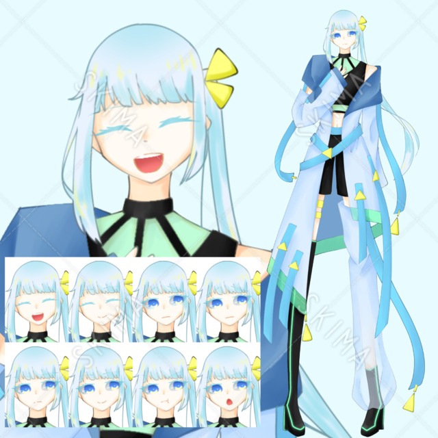 女の子 全身立ち絵 表情差分8種