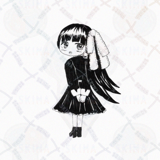 Black Dress Digital Illustration – Hand-drawn Black and White Artwork 的商品圖片