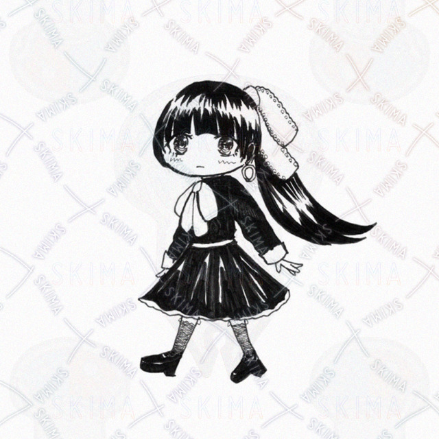 Black Dress Digital Illustration – Hand-drawn Black and White Artwork 的商品圖片第 2 張