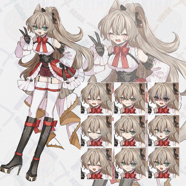 소녀 전신 서 있는 그림【표정 차이 9종 상품 이미지