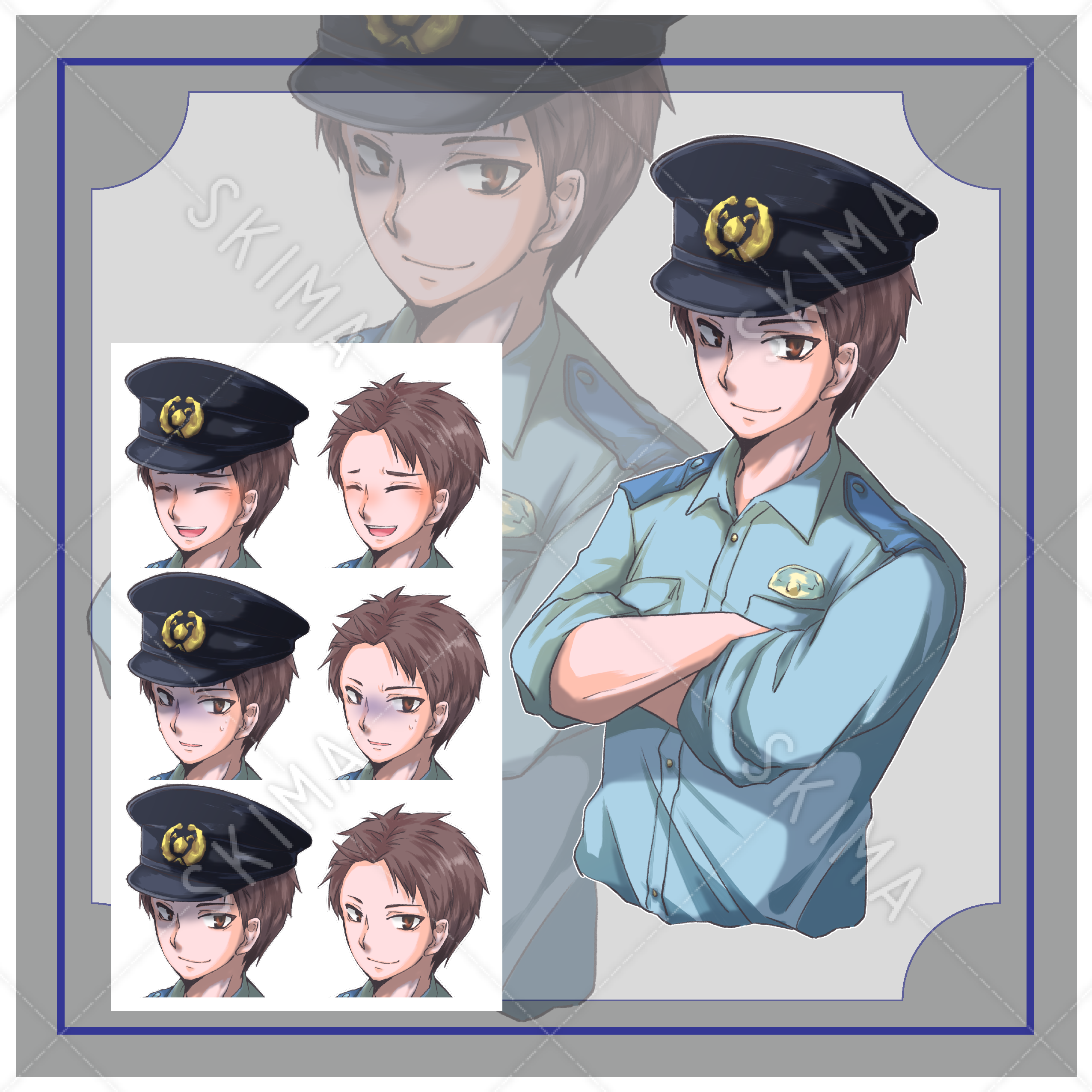 表情差分3枚 帽子着脱 計6枚 警察官 スキマ スキルのオーダーメイドマーケット Skima