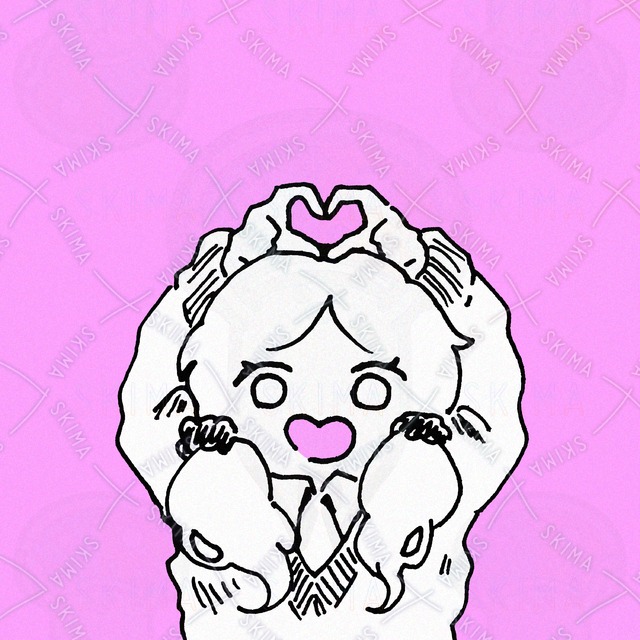 Hand-drawn girl with pink heart pose – social media profile picture 的商品圖片