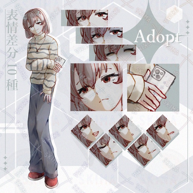 Image of Standing Illustration: Smiling Woman (10 Expression Variations)