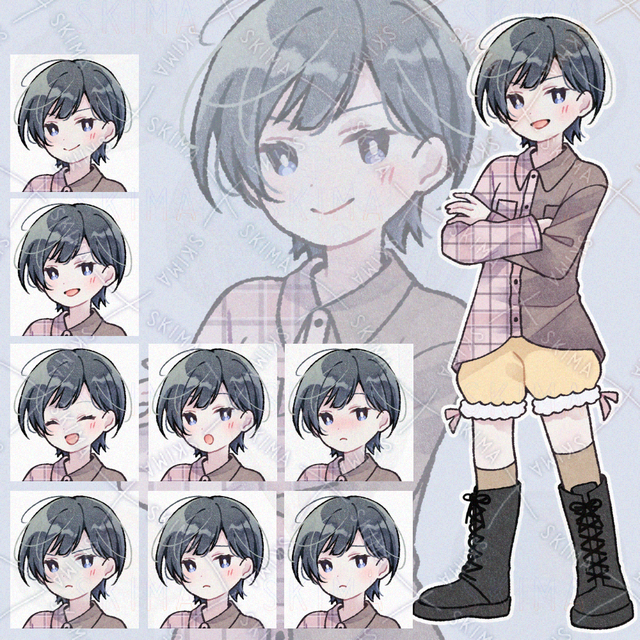 Casual Outfit × Cute and Relaxed Girl (Standing Illustration / Full Body / Commercial Use Permitted) / 8 Expressions Total [No. 01] 的商品圖片