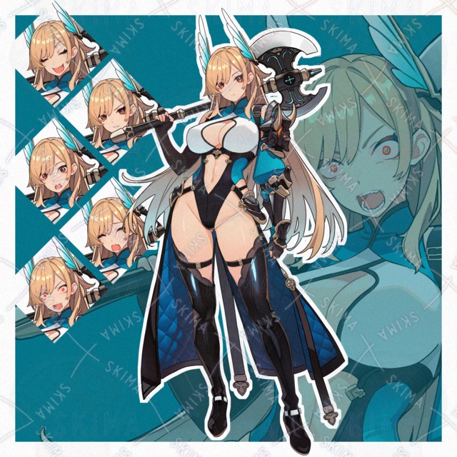 斧を持った女性[表情６種]の商品画像