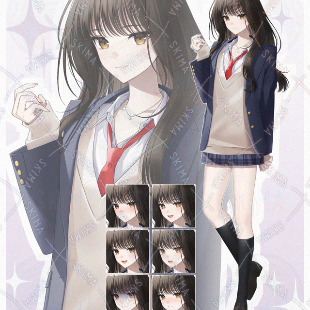 ブレザーの制服を着た女性【通常表情+表情差分６種】