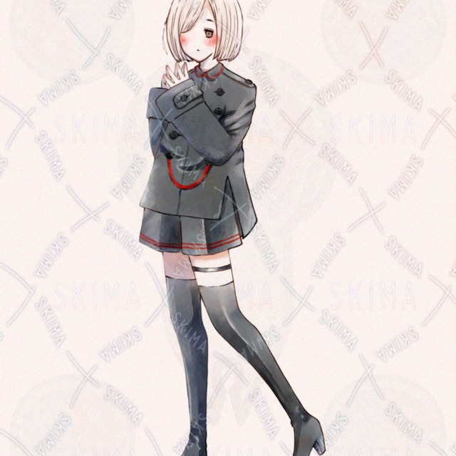 Image 2 of Military-Style Girl Illustration – 2 Expression Variations