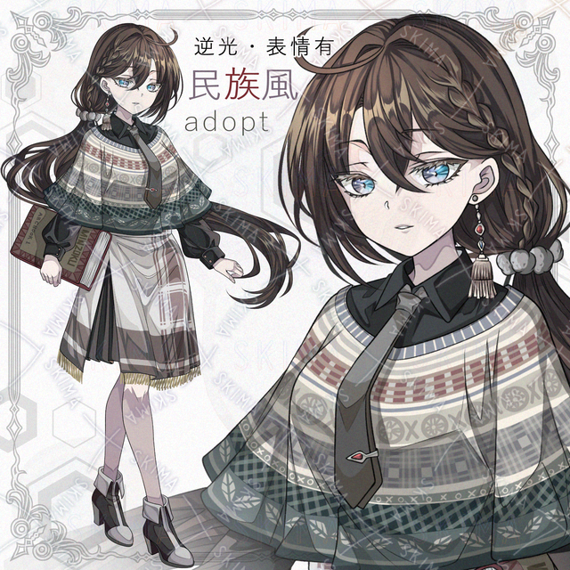 Backlit Girl in Ethnic Fashion – 6 Expression Variations – Transparent PNG 的商品圖片