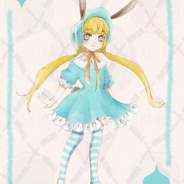 Image of Pre-made Illustration: Bonnet Rabbit with Ear Variations