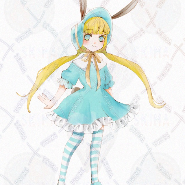 Image 2 of Pre-made Illustration: Bonnet Rabbit with Ear Variations