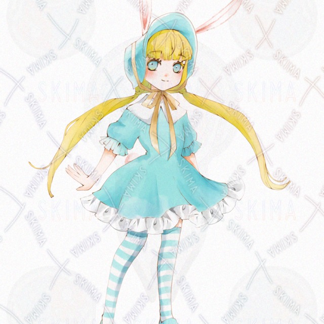 Image 3 of Pre-made Illustration: Bonnet Rabbit with Ear Variations