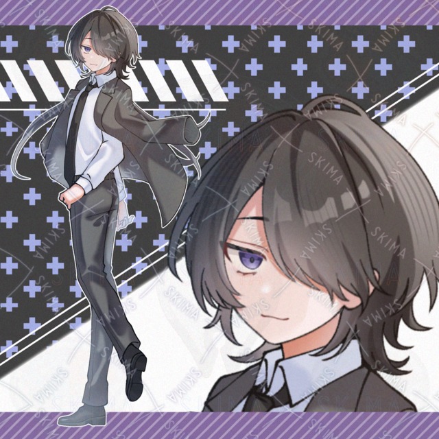 adopt.107 黒スーツのメカクレキャラ【表情全5種】