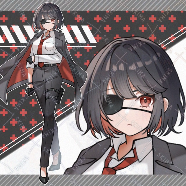 adopt.108 眼帯黒スーツの女の子【表情全5種】