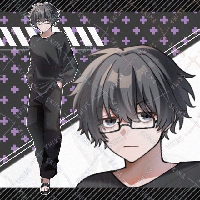 adopt.110 眼鏡をかけた黒髪の男性【表情全5種】