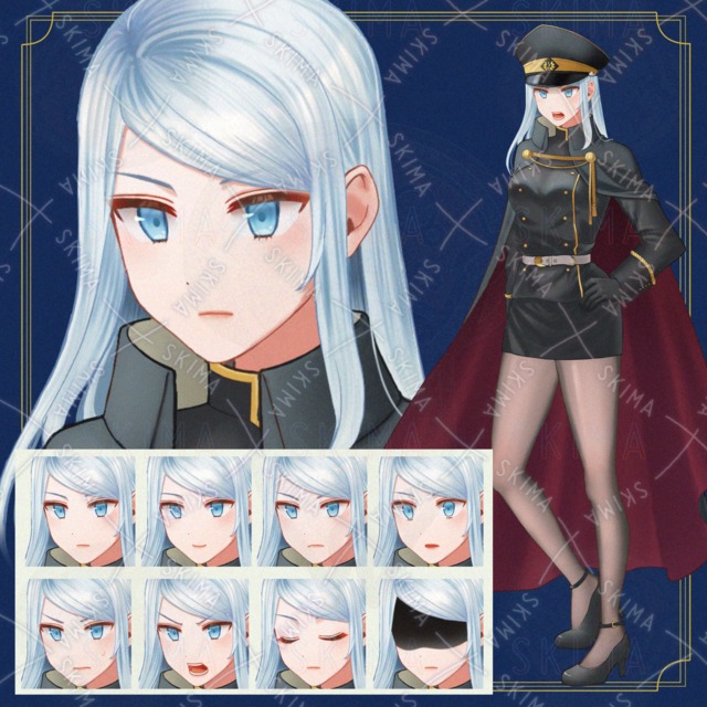 軍服風の女性(軍帽差分あり)