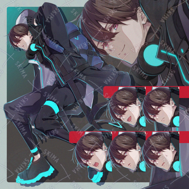 サイバーパンクな青年 表情7種の商品画像