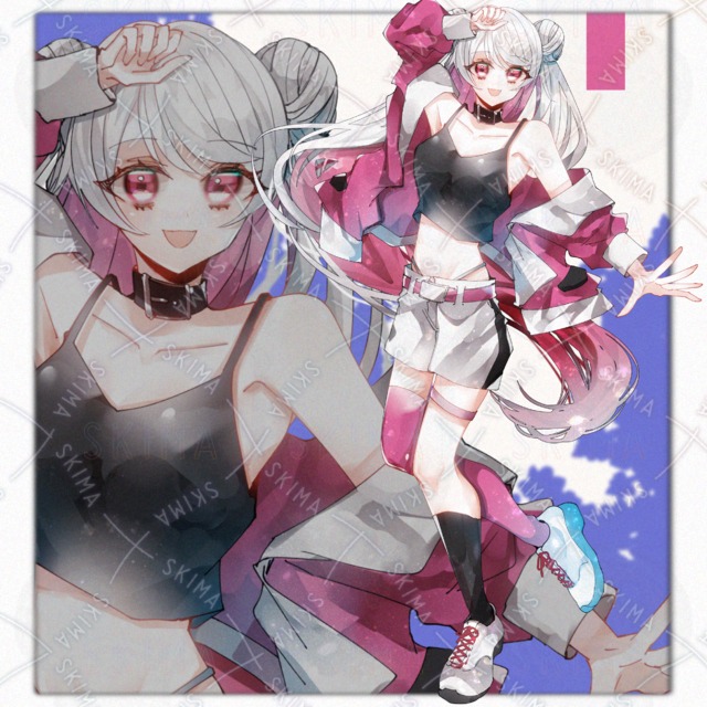 [Girl with Pink Highlights in Her Gray Hair] 的商品圖片