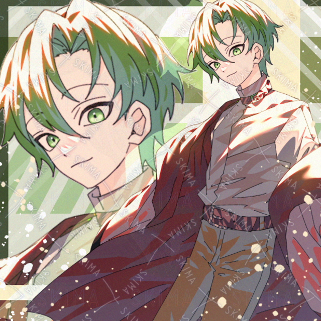 Image of Modern Fantasy Character: Young Male with Green Hair, Coat, and Boots