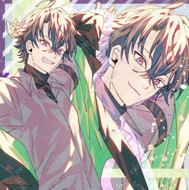 Image of Modern Fantasy Men's Suit: Purple Hair, Yellow-Green Hoodie Jacket (Variations Available)