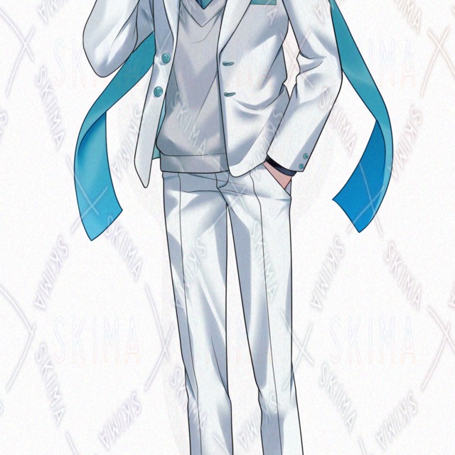 Image 4 of Cool Man in White Jacket – 5 Facial Expressions + Scarf Variations