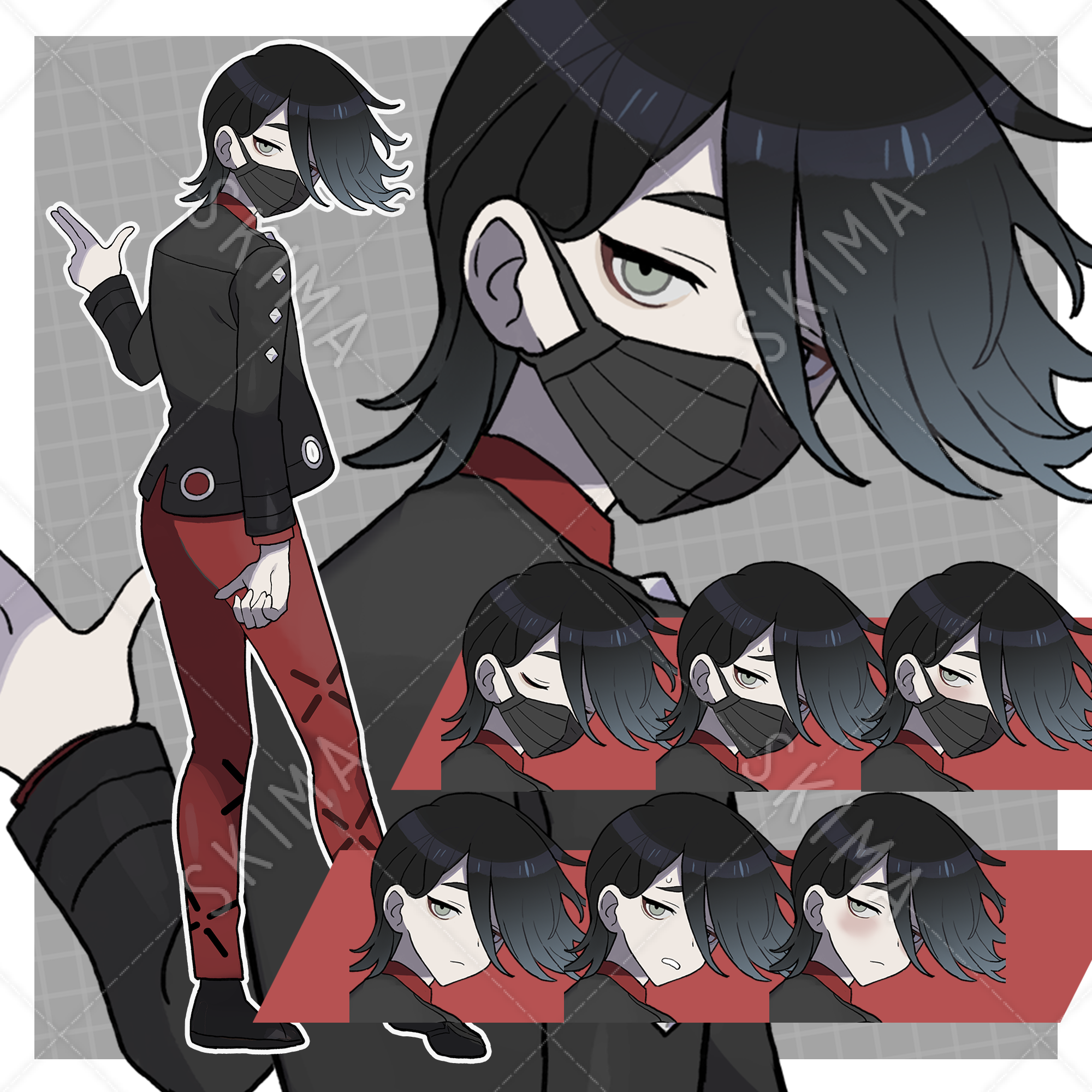 黒髪黒マスクの少年 表情差分3種 マスクoff スキマ スキルのオーダーメイドマーケット Skima