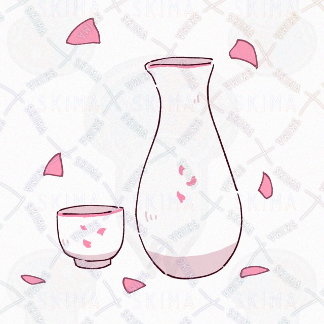 Image 2 of Sake Bottle, Sake Cup, and Cherry Blossoms Icon