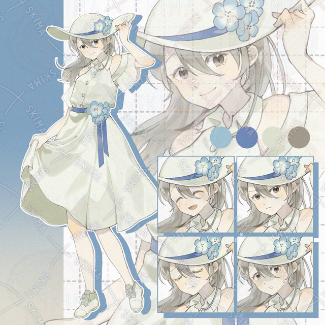 ネモフィラの儚げな白ワンピース少女