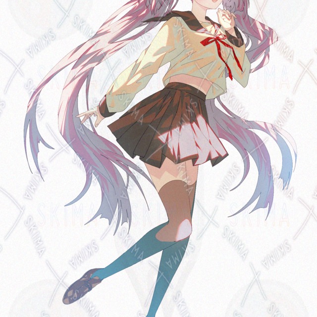 Image 11 of Modern Fantasy Schoolgirl in Sailor Uniform: Purple Hair, Twin Pigtails, Variations Included