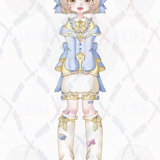 서있는 그림/표정 5종】노란색 코디의 소녀 상품 이미지 3번째