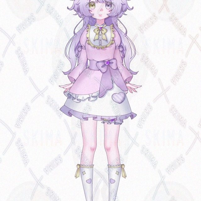 Image 4 of Standing Illustration with 5 Expressions: Dreamy & Cute Girl