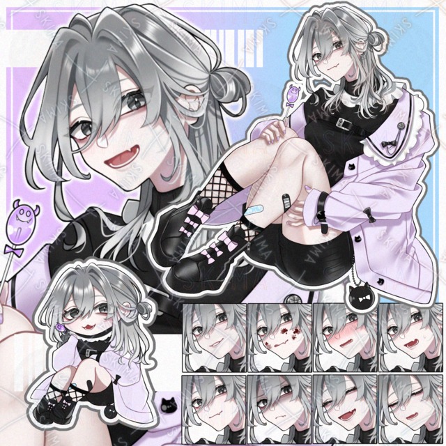 Standing Illustration & Mini Character: Silver-Haired Girl with 9 Expressions 的商品圖片
