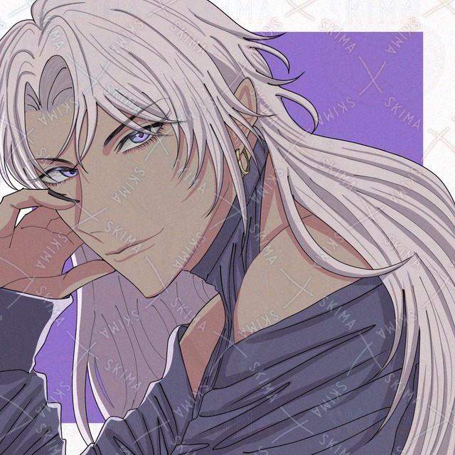 【即購入OK】長髪男子 / 褐色 / 銀髪 / 美形 / SNSアイコン