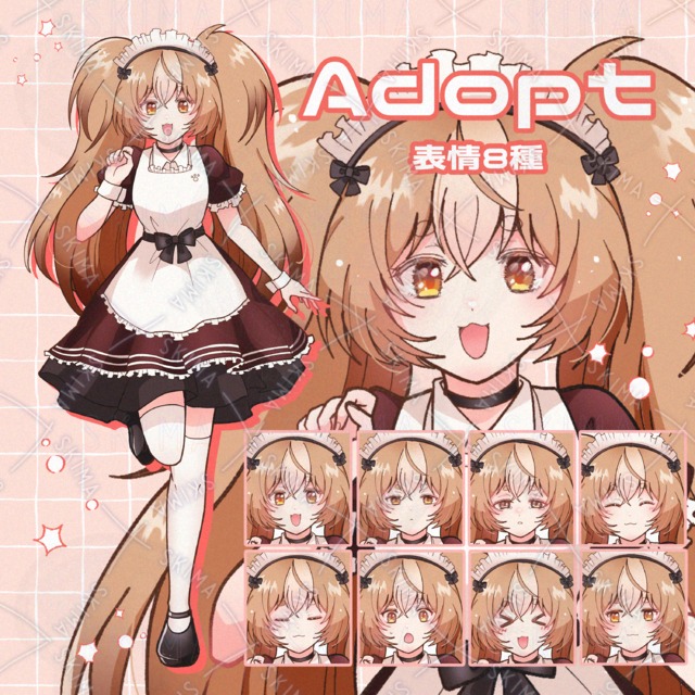 【Adopt】パピヨン風メイド/表情8種