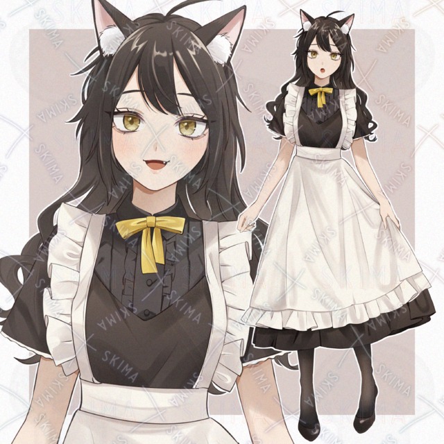 黒猫メイド【立ち絵 表情5種類】