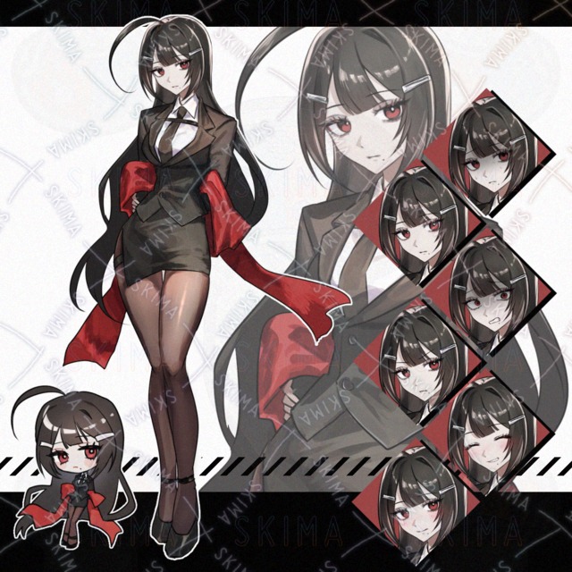 スーツ女子/表情差分6種/デフォルメ付き