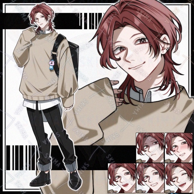 Image of Red-Haired Male Standing Sprite Set – 7 Expressions