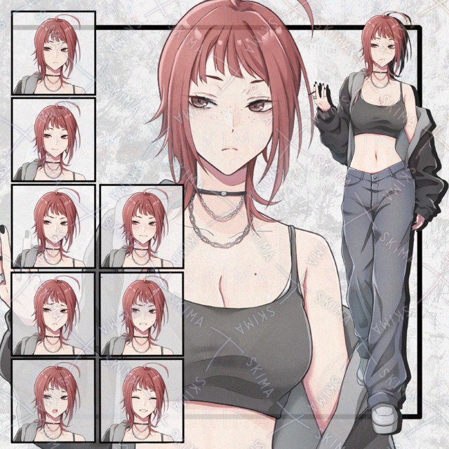 Image of Downer-Style Female Character Art: 8 Expressions