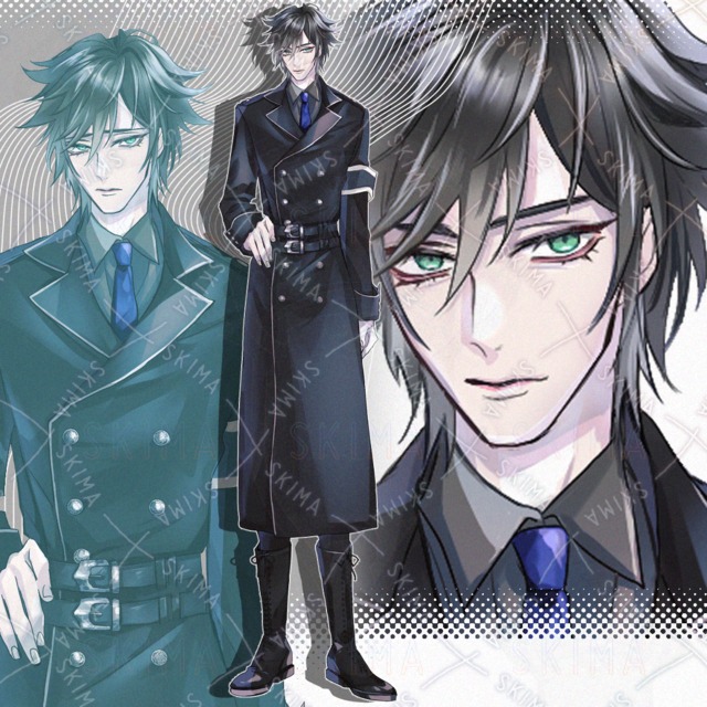 검은색 코트를 입은 남자【10가지 표정 상품 이미지