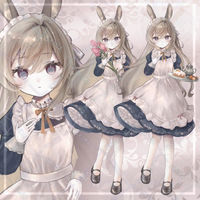 [表情7種＋茶器・花束差分]うさぎのメイドちゃん