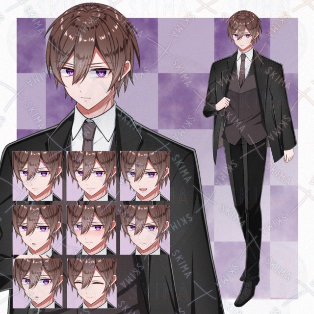 Image of 8 Male Character Standing Pose Expression Variations