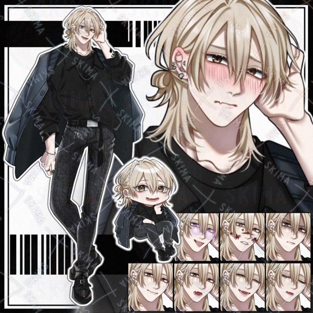 Standing Illustration & Mini Character: Blonde Male with 9 Expressions 的商品圖片