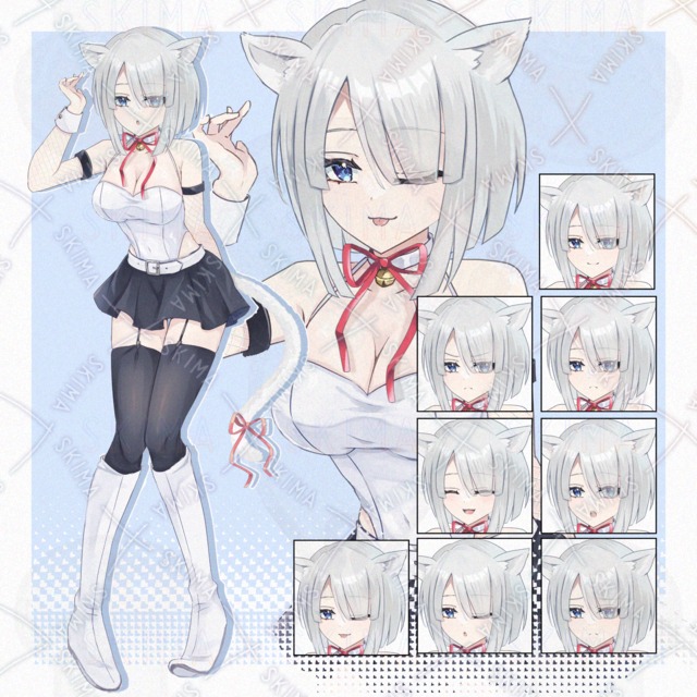 【表情9種】ケモ耳ネコっぽい女の子