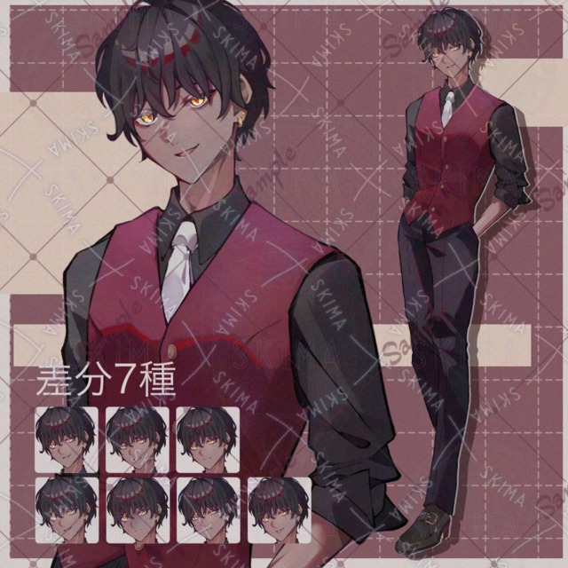 Image of TRPG Character Art: Black-Haired Man in Dark Suit