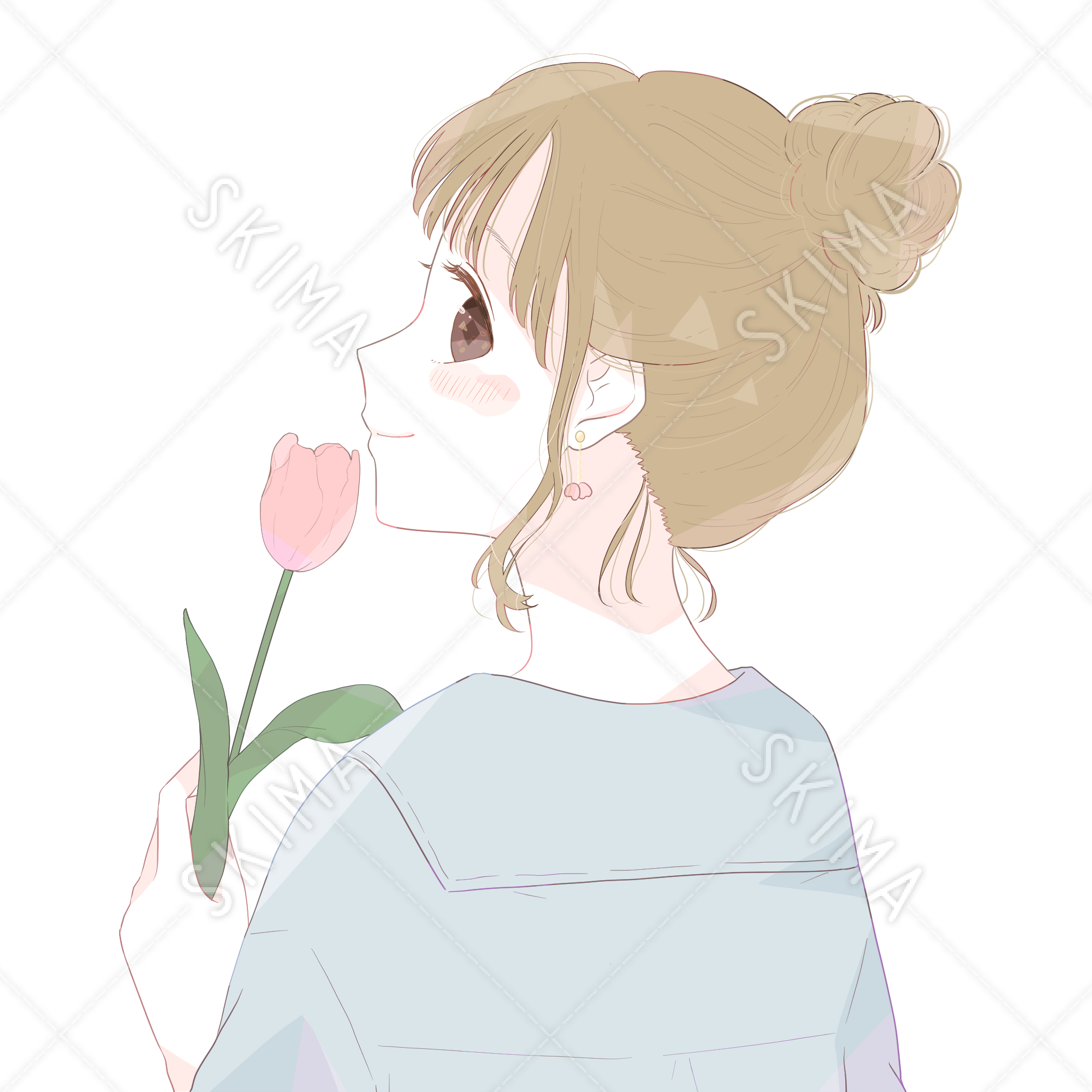 ゆるかわいい お団子ヘアの女の子アイコン 背景差分あり スキマ スキルのオーダーメイドマーケット Skima